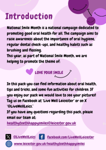 National Smile month 2024, family activity pack front cover